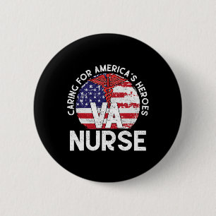 Caring For America's Heroes Patriotic Va Nurse Nur 6 Cm Round Badge