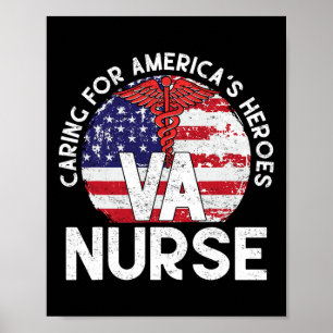 Caring For America's Heroes Patriotic Va Nurse Nur Poster