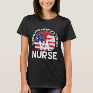 Caring For America's Heroes Patriotic Va Nurse Nur T-Shirt