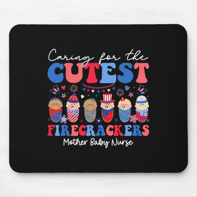 Caring For Cutest Firecrackers Mother Ba  Mouse Pad (Front)