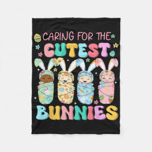 Caring For The Cutest Funny Nicu Nurse Easter Day  Fleece Blanket