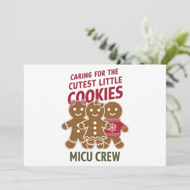 Caring For The Cutest Little Cookies Nicu Nurse Holiday Card (Standing Front)