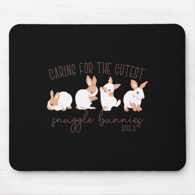 Caring For The Cutest Snuggle Bunnies  Mouse Pad (Front)
