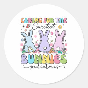 Caring For The Sweetest Bunnies Peds Crew Easter N Classic Round Sticker
