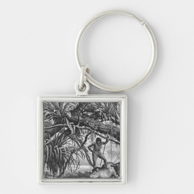 Caripuna Indians with tapir Key Ring (Front)
