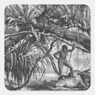 Caripuna Indians with tapir Square Sticker