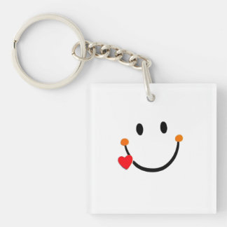 Carita Smiley with Heart Key Ring