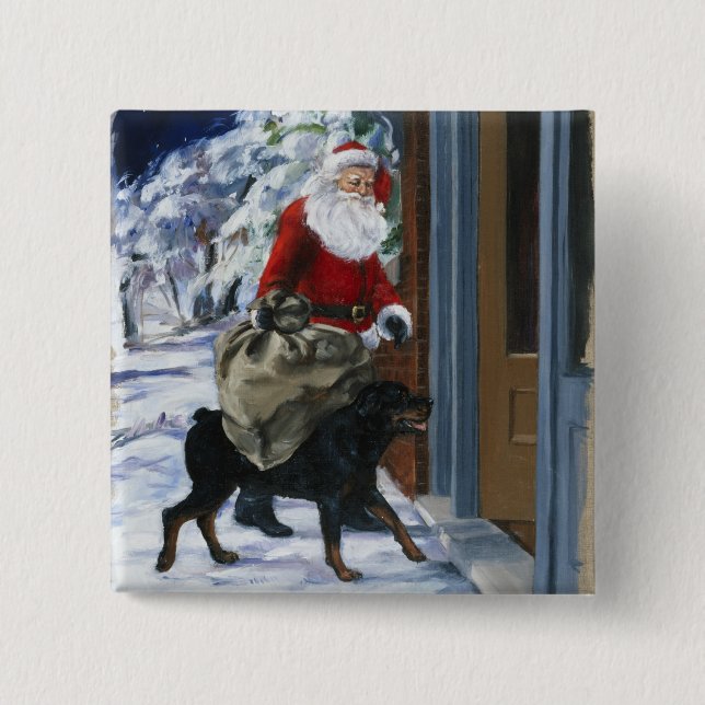 Carl Helping Santa Claus from <Carl's Christmas> b 15 Cm Square Badge (Front)