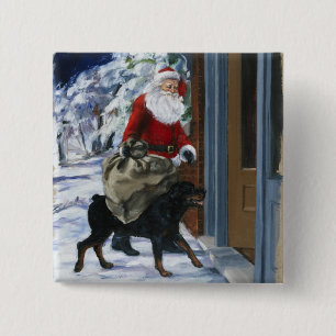 Carl Helping Santa Claus from <Carl's Christmas> b 15 Cm Square Badge