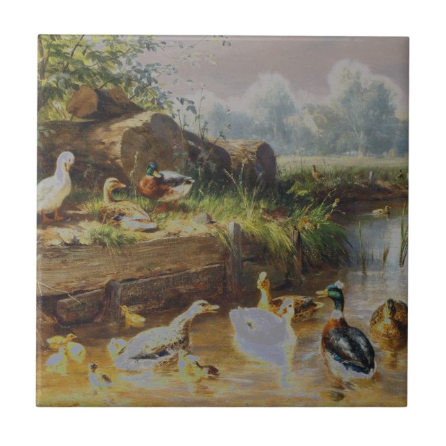 Carl Jutz - Ducks at the Brook (Modified) Ceramic Tile (Front)
