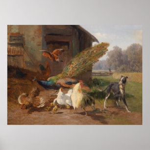 Carl Jutz Vintage The dog in the Poultry Yard Poster