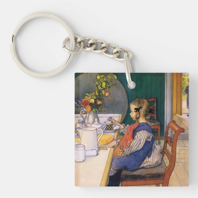 Carl Larsson A Late Riser's Miserable Breakfast Key Ring (Front)