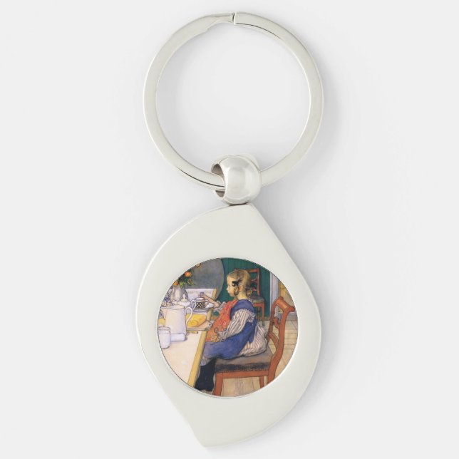 Carl Larsson A Late Riser's Miserable Breakfast Key Ring (Front)