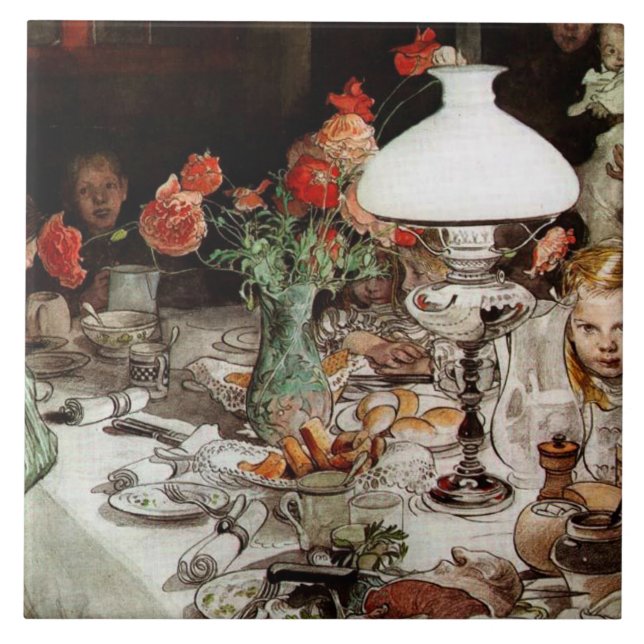 Carl Larsson - Around the Lamp Ceramic Tile (Front)