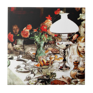 Carl Larsson - Around the Lamp Ceramic Tile