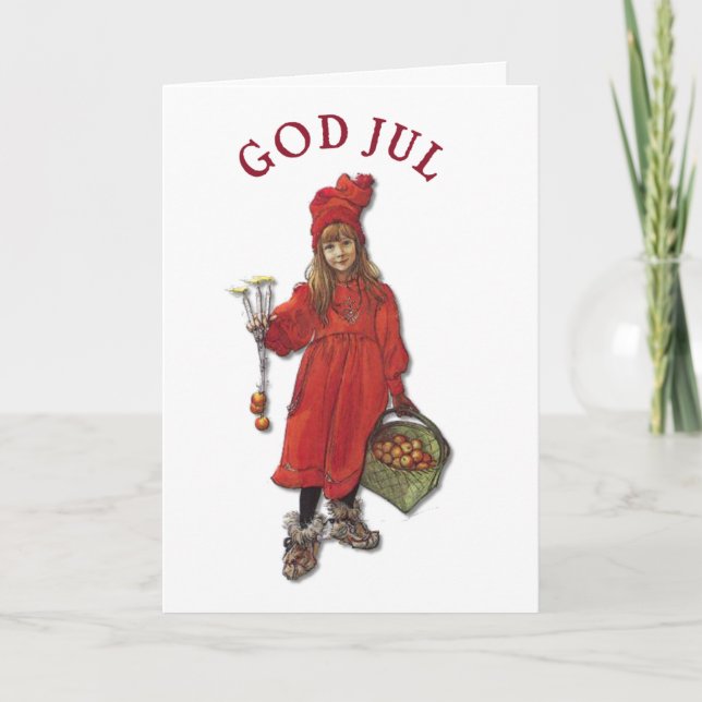 Carl Larsson Art Brita Wishes You God Jul Holiday Card (Front)