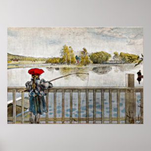 Carl Larsson art: Lisbeth Fishing Poster