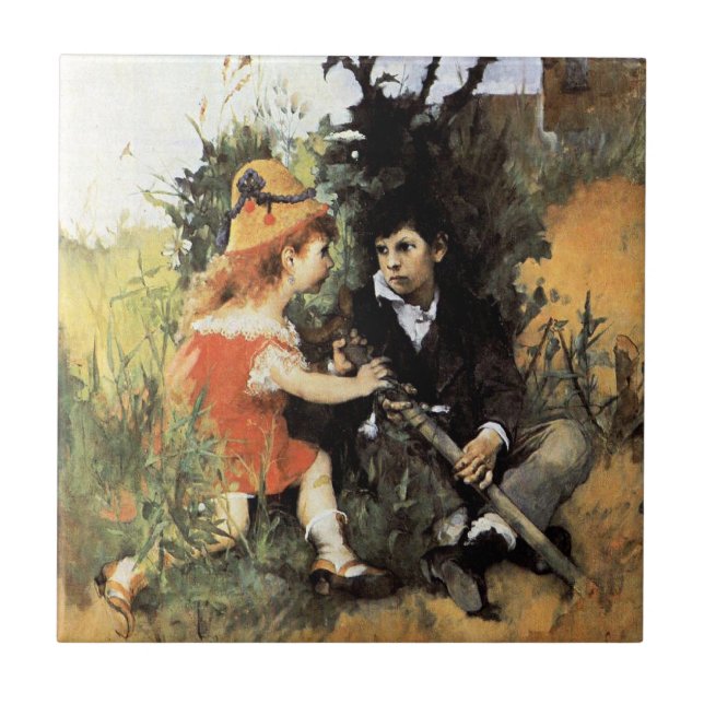 Carl Larsson artwork, Clair Obscur,  Ceramic Tile (Front)
