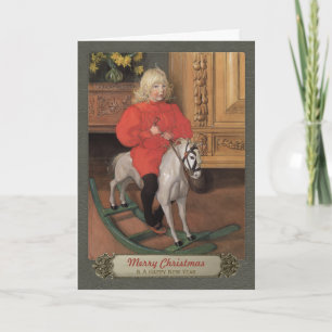 Carl Larsson Boy on rocking horse CC0078 Christmas Holiday Card