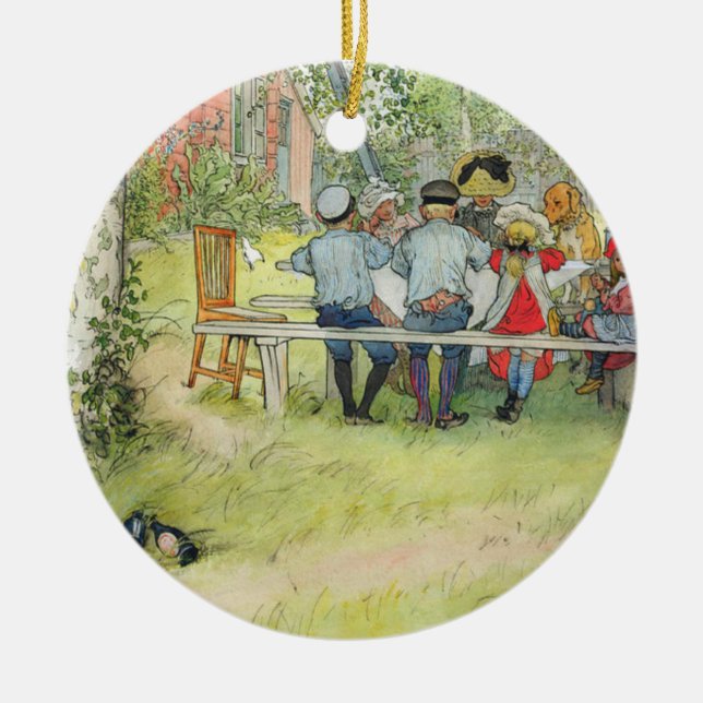 Carl Larsson Breakfast Under The Big Birch Ceramic Ornament (Front)