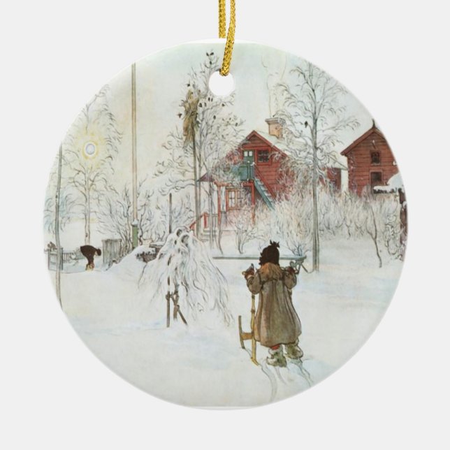 Carl Larsson Christmas in Sweden Ceramic Ornament (Front)