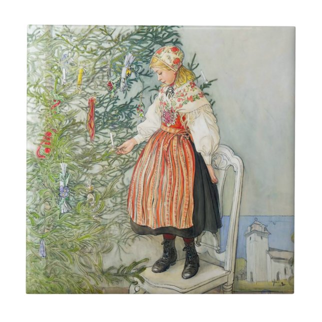 Carl Larsson Christmas Tree Ceramic Tile (Front)