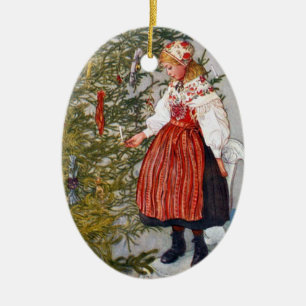 Carl Larsson Christmas Tree Ornament Oval