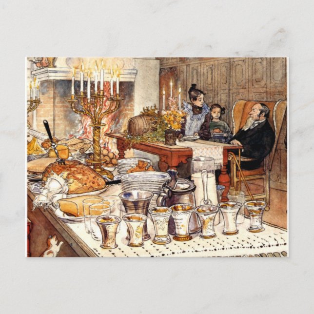 Carl Larsson: Detail of Christmas Eve, Larsson art Holiday Postcard (Front)