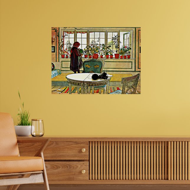 Carl Larsson - Flowers on a Windowsill Poster (Living Room 2)