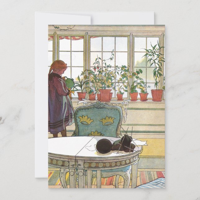 Carl Larsson - Flowers On The Windowsill Invitation (Front)