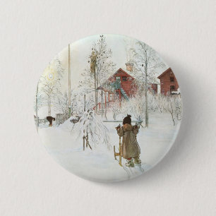 Carl Larsson  Front Yard and the Wash House 6 Cm Round Badge