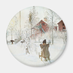 Carl Larsson - Front Yard and the Wash House Magnet