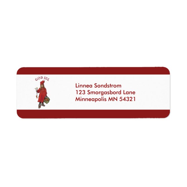 Carl Larsson God Jul Christmas Return Address Label (Front)