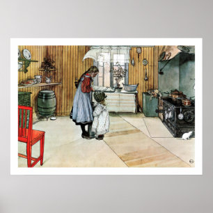 Carl Larsson In the Kitchen Fine Art Print