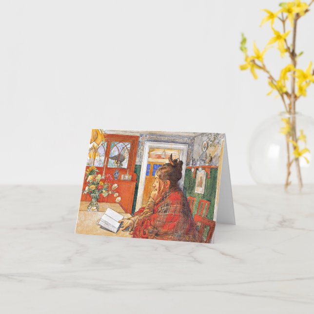 Carl Larsson - Karin Reading Card (Yellow Flower)