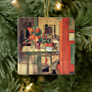 Carl Larsson - Lisbeth Reading, famous painting, Ceramic Ornament