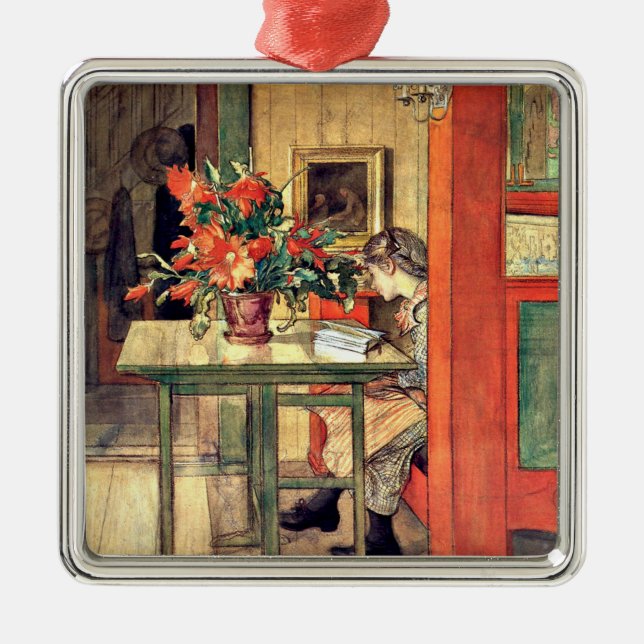 Carl Larsson - Lisbeth Reading, famous painting, Metal Ornament (Front)