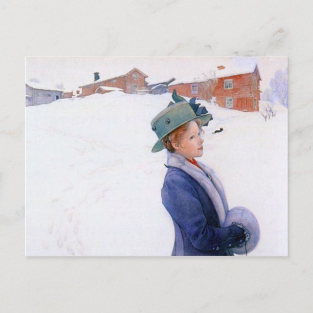 Carl Larsson Lisbeth's New Hat Holiday Winter Postcard (Front)