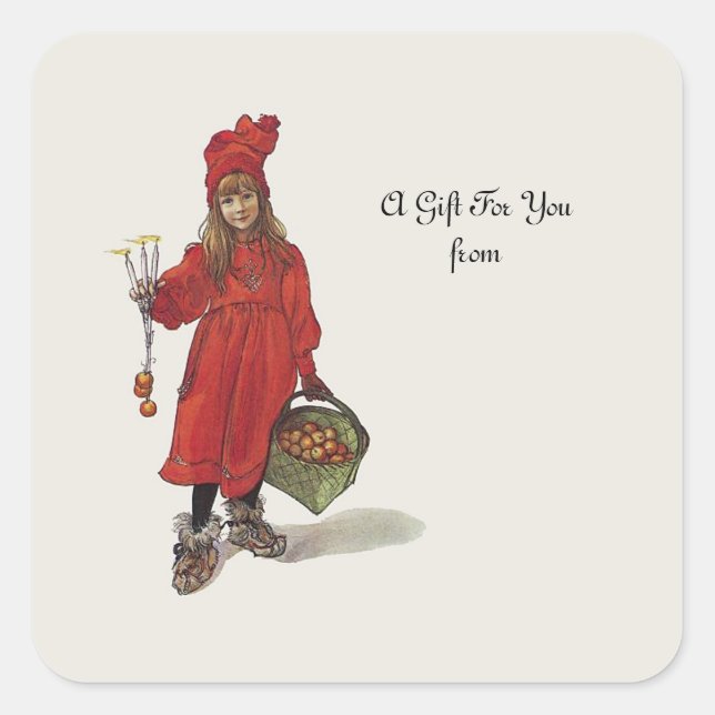 Carl Larsson Little Swedish Girl: Brita as Iduna Square Sticker (Front)