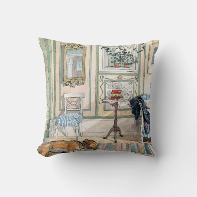 Carl Larsson  Living Room Dog Home Throw Pillow (Front)