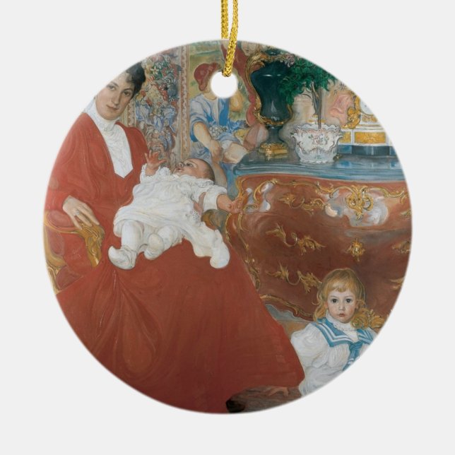 Carl Larsson Mrs Dora Lamm and Her Two Eldest Sons Ceramic Ornament (Front)