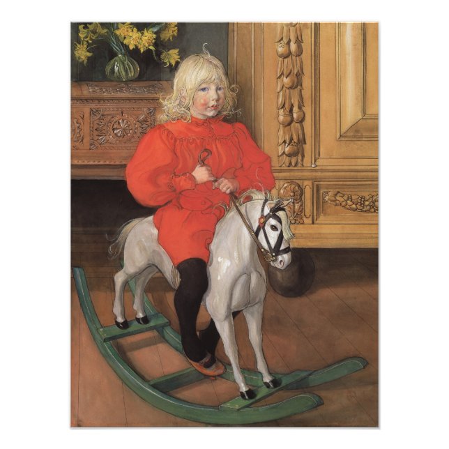 Carl Larsson Murre Boy on rocking horse Photo Print (Front)
