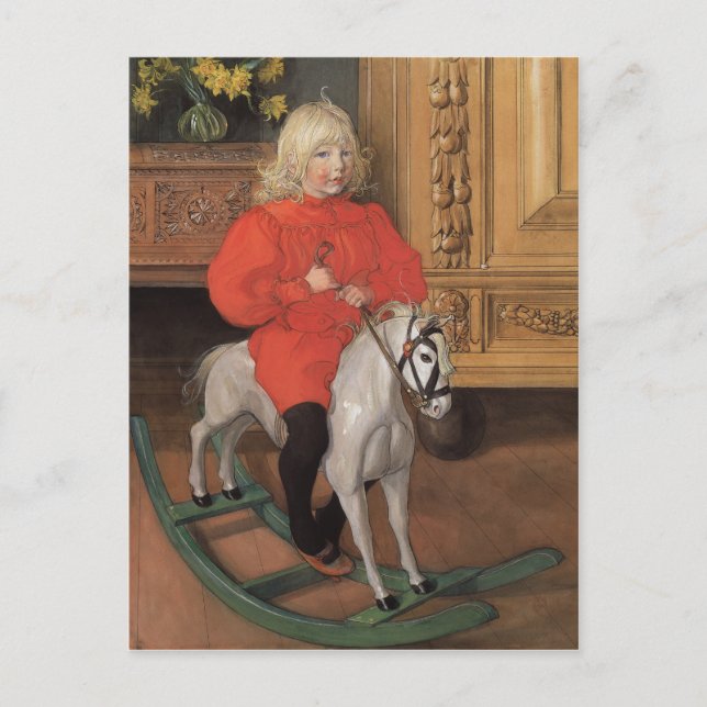 Carl Larsson Murre Boy on rocking horse Postcard (Front)