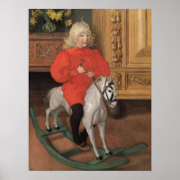 Carl Larsson Murre Boy on rocking horse