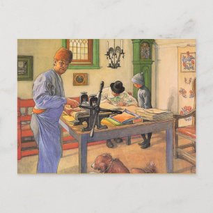 Carl Larsson painting, My Acid Workshop, Postcard