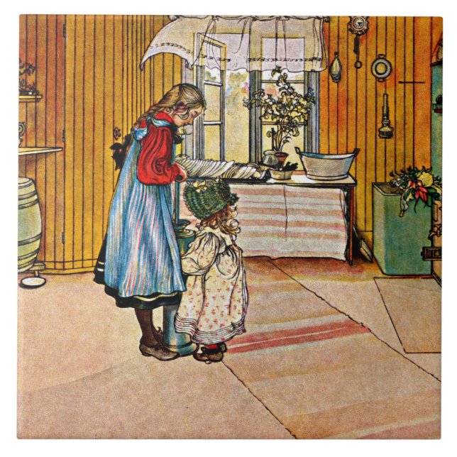 Carl Larsson painting, The Kitchen,  Ceramic Tile (Front)
