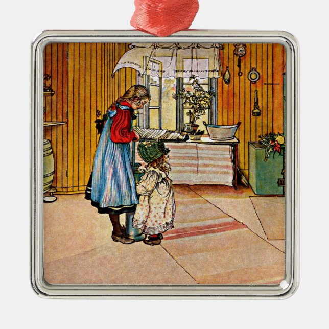 Carl Larsson painting, The Kitchen Metal Ornament (Front)