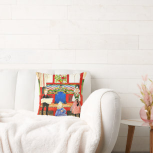 Carl Larsson - Papa, Mama, Child, fine art Cushion