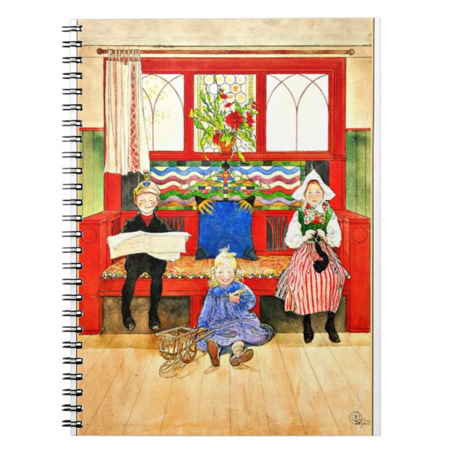 Carl Larsson - Papa, Mama, Child, fine art Notebook (Front)