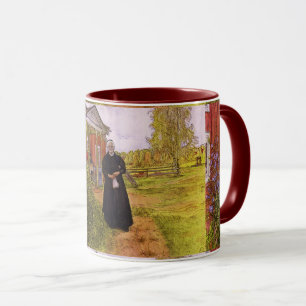 Carl Larsson Red Flowers Vintage Father and Mother Mug